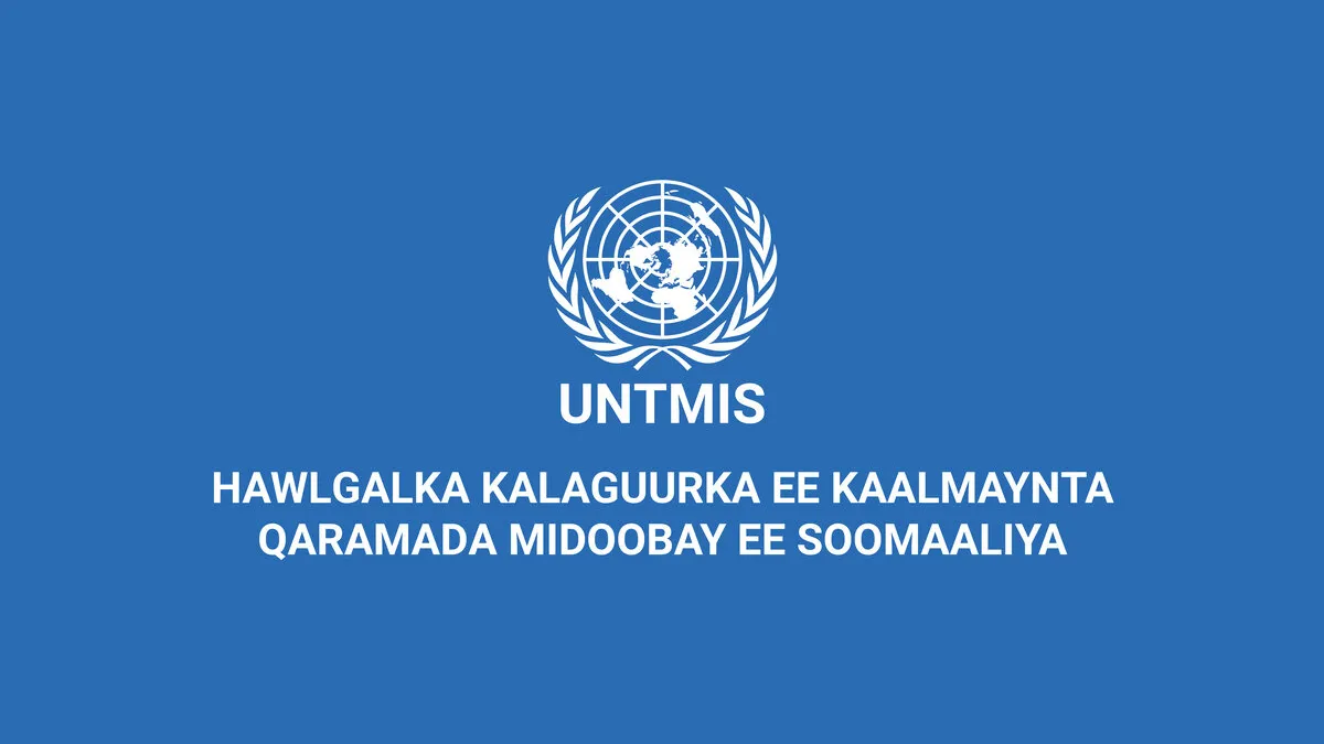 Graphic image of UNTMIS logo and full name in Somali