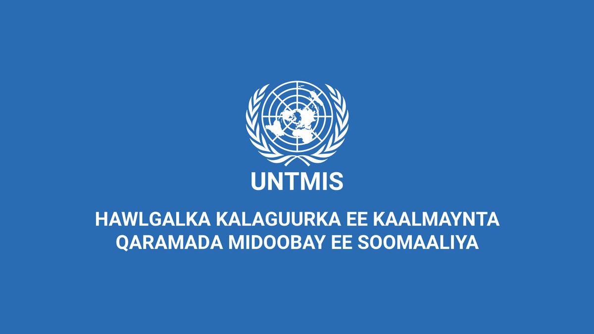 Graphic image of UNTMIS logo and full name in Somali