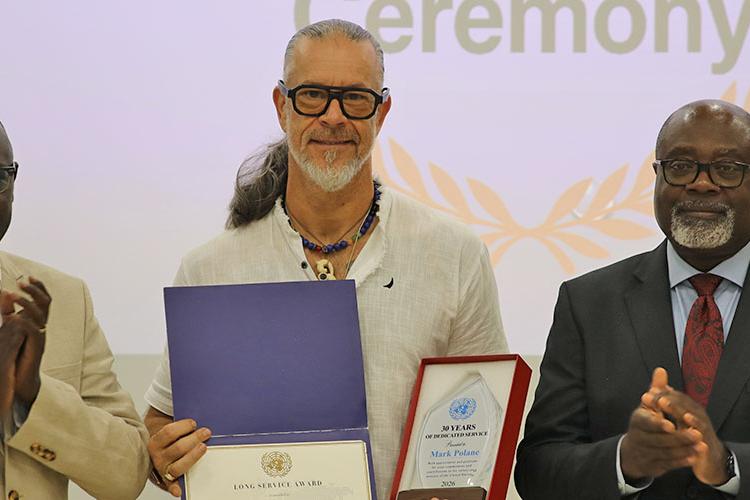 Chief RFTS, Emmanuel Ngor, Awardee Mark Polane and RSCE Director, Paulin Djomo