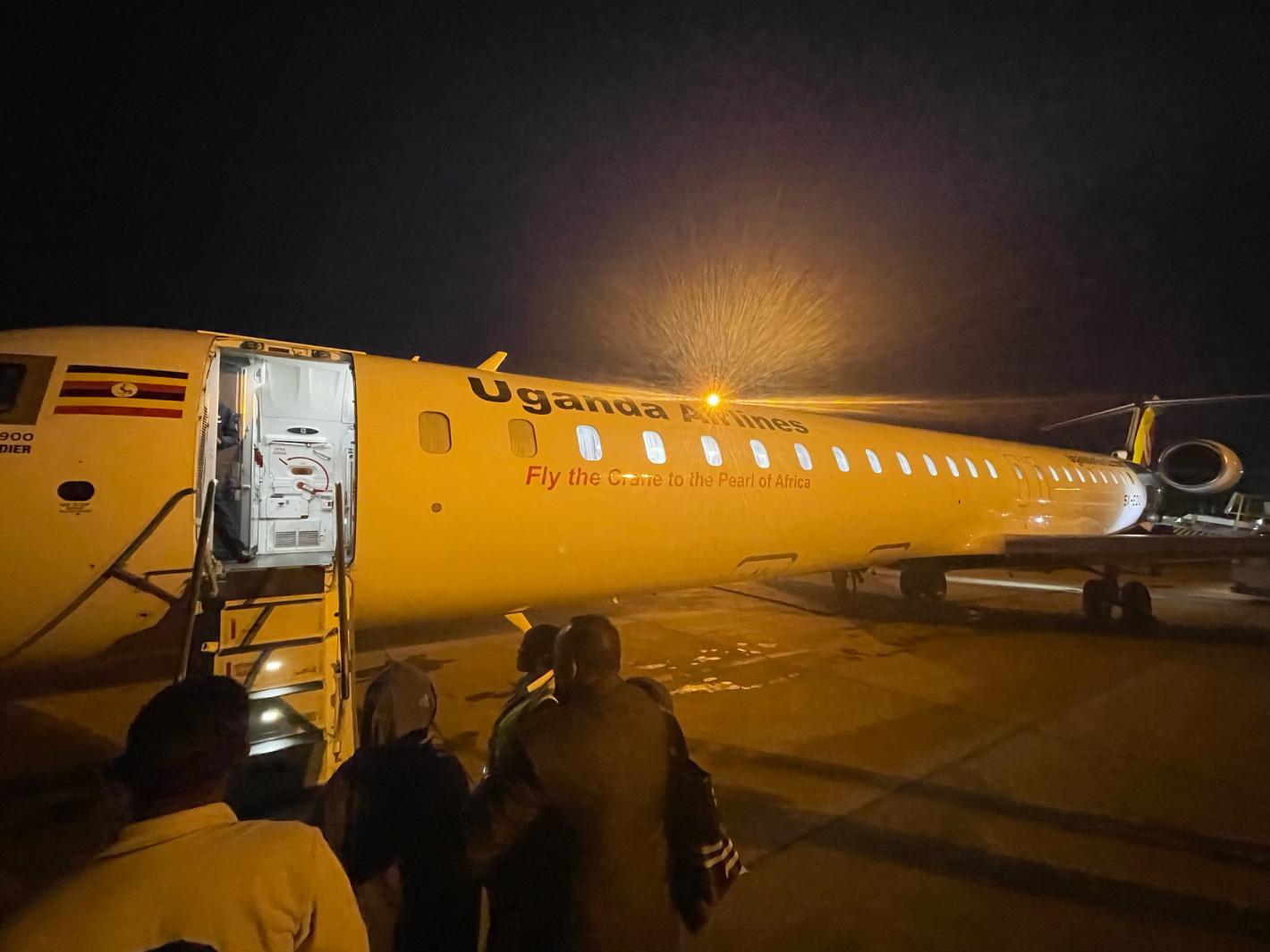 A photo of the UDHAN team boarding its flight to Mogadishu